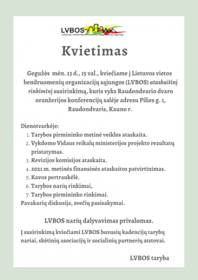 Read more about the article Kviečiamas LVBOS ataskaitinis rinkiminis susirinkimas